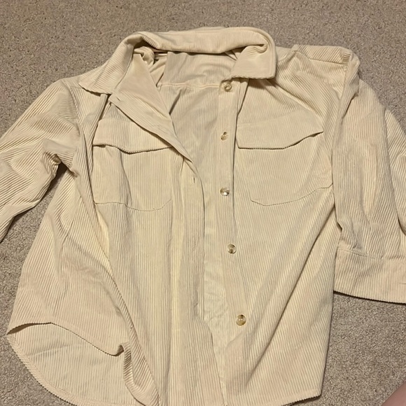 UNWORN Ribbed Cream Button Down - Picture 1 of 1